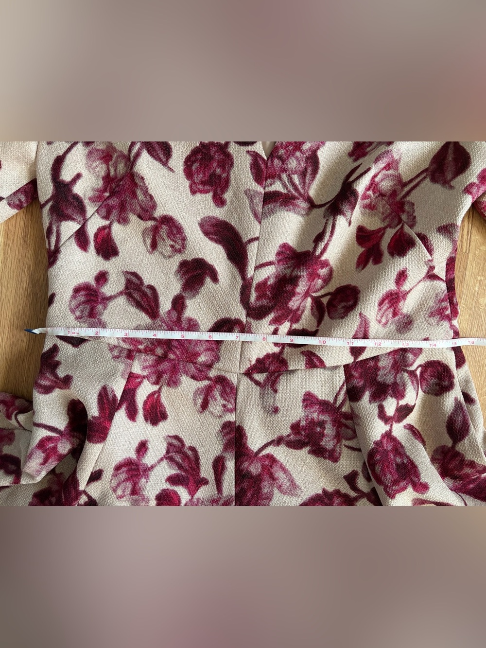 Gal Meets Glam Cream Dress with Burgundy Floral Accents - Picture 8 of 11
